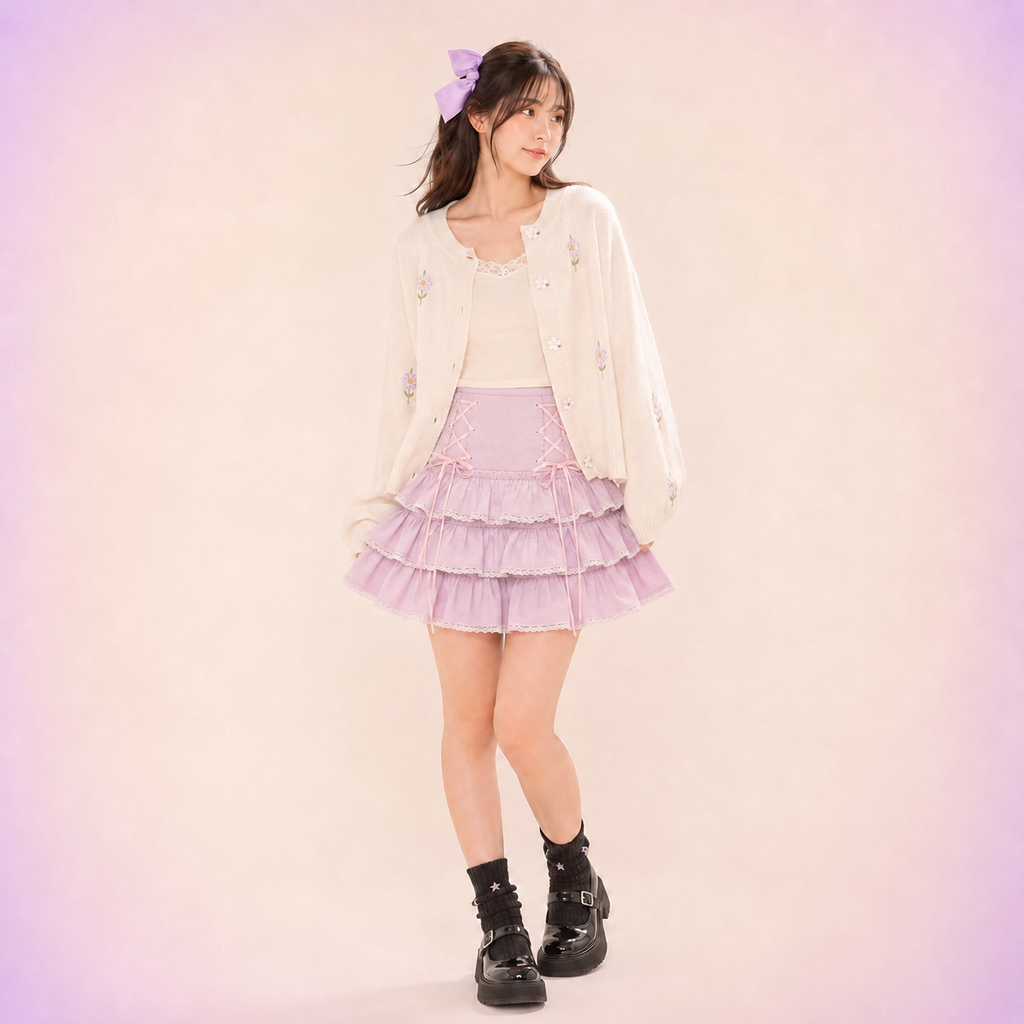 Kawaii Lace Pleated Mini Skirt