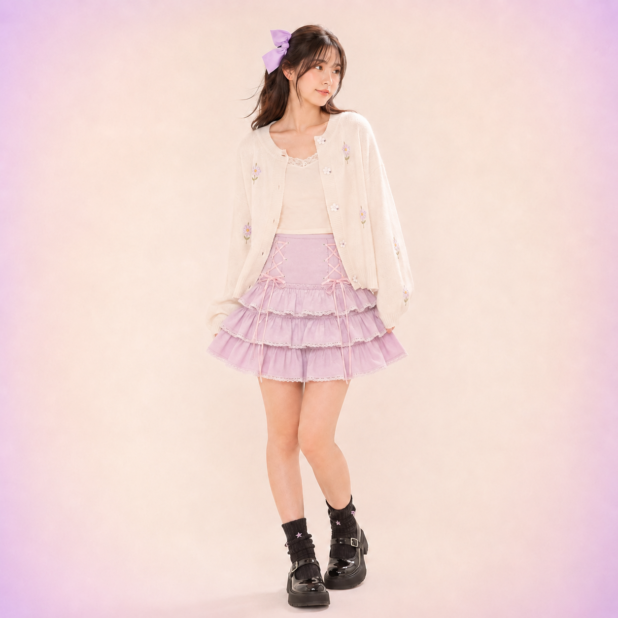 Kawaii Lace Pleated Mini Skirt
