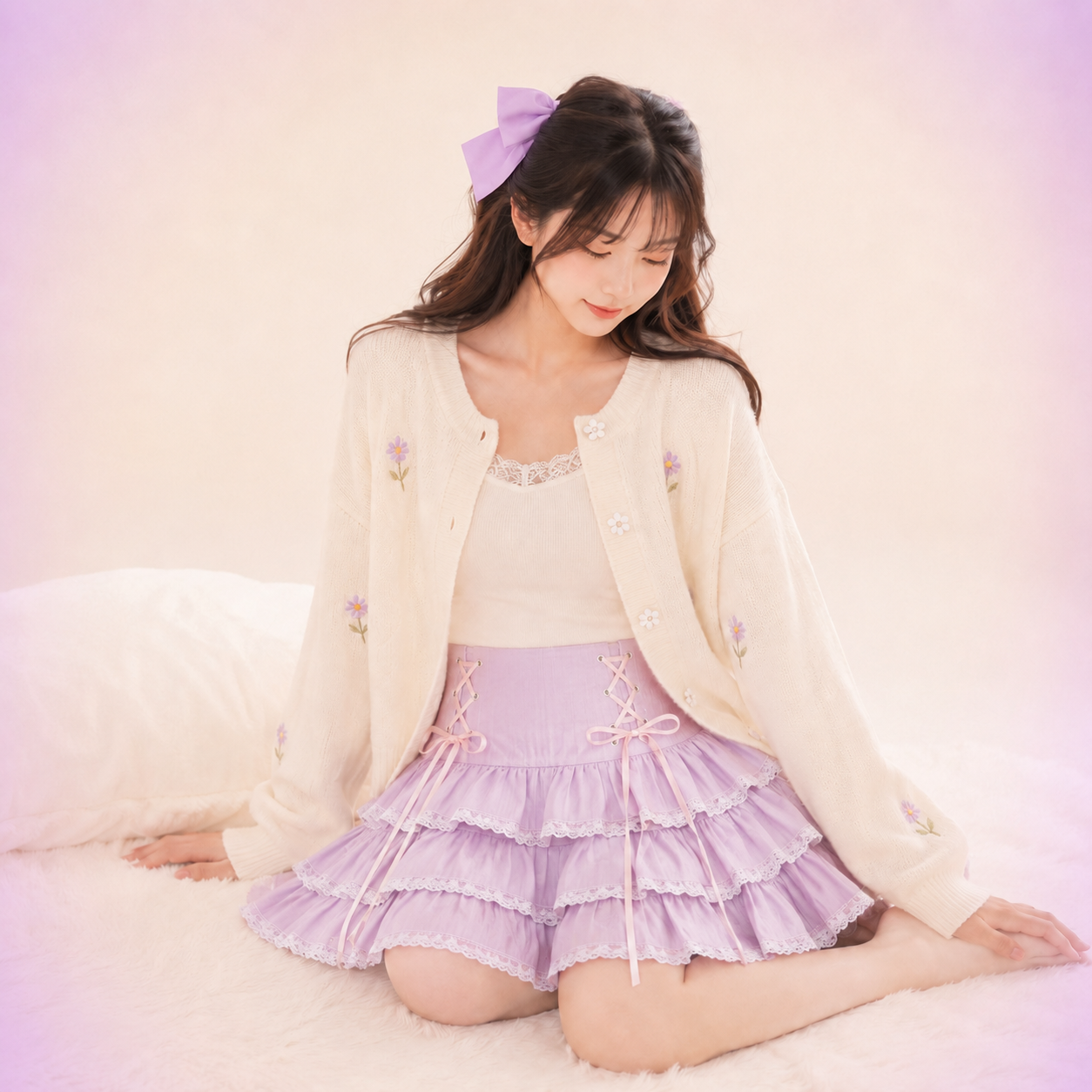 Kawaii Lace Pleated Mini Skirt