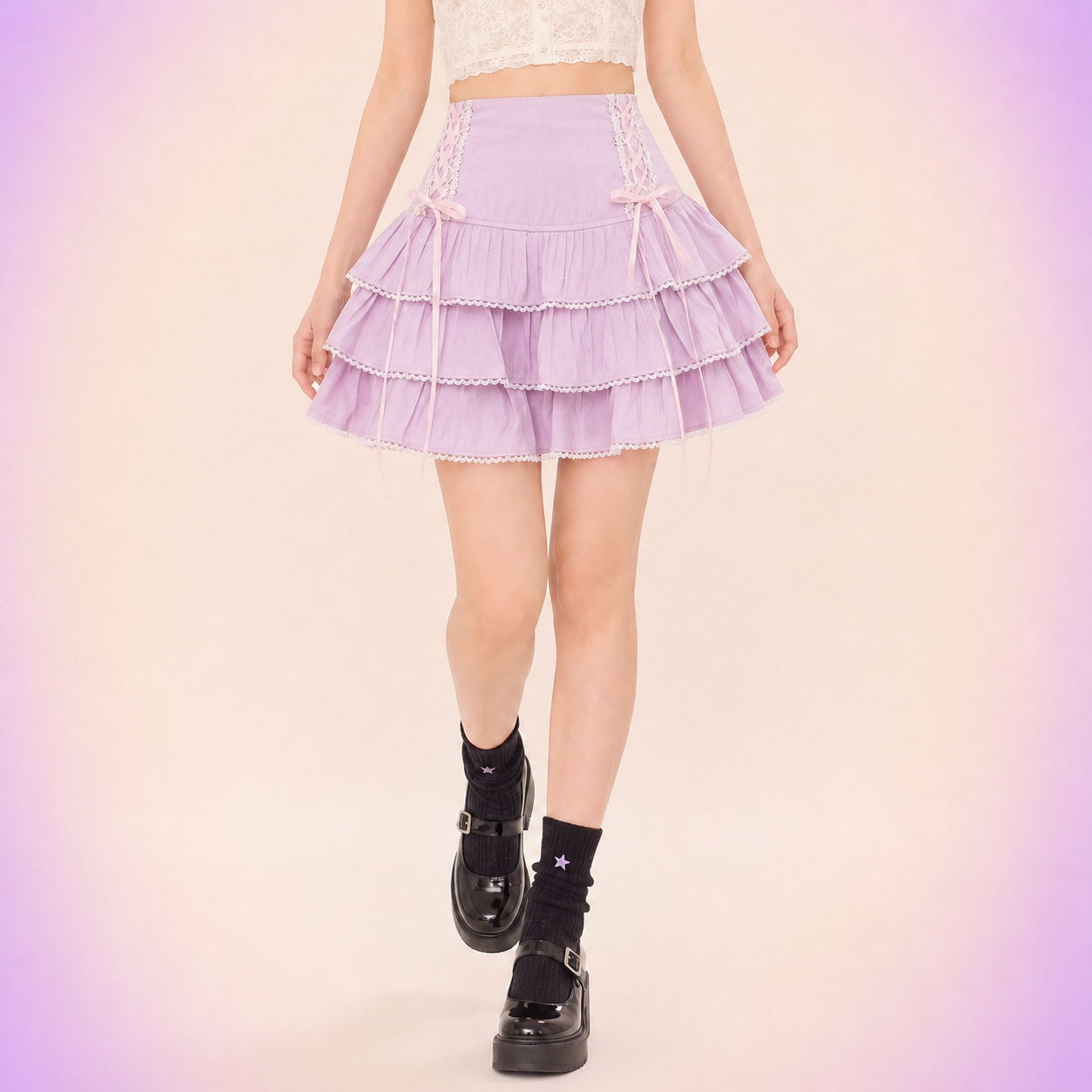 Kawaii Lace Pleated Mini Skirt