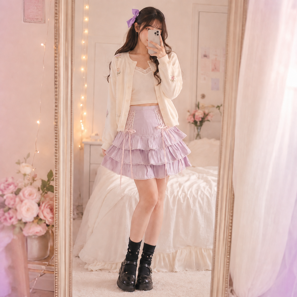 Kawaii Lace Pleated Mini Skirt