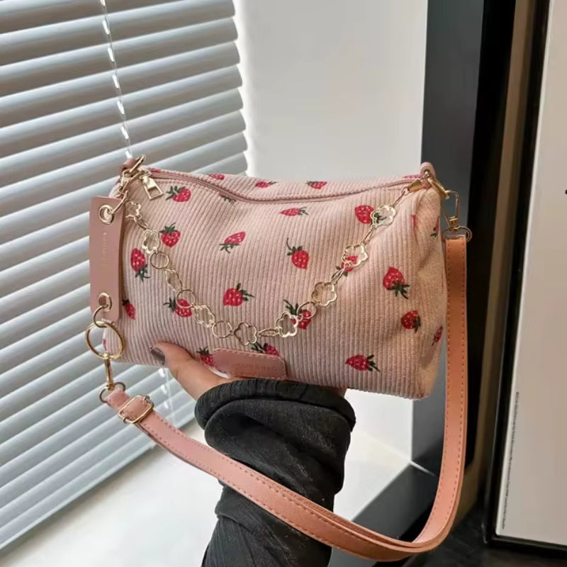 Strawberry Corduroy Mini Bag