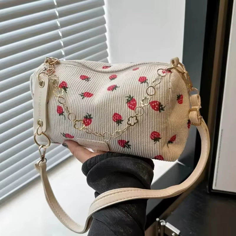 Strawberry Corduroy Mini Bag