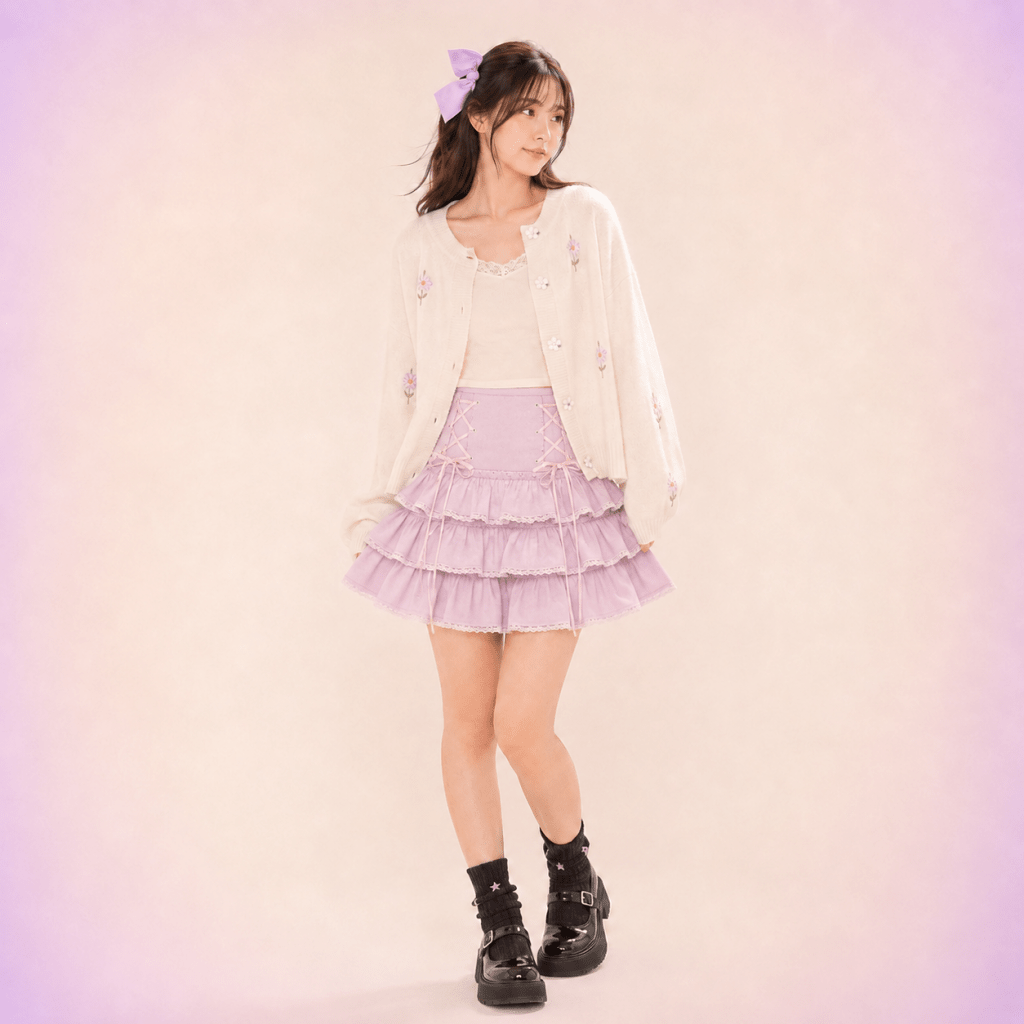 Kawaii Lace Pleated Mini Skirt - BareLayer
