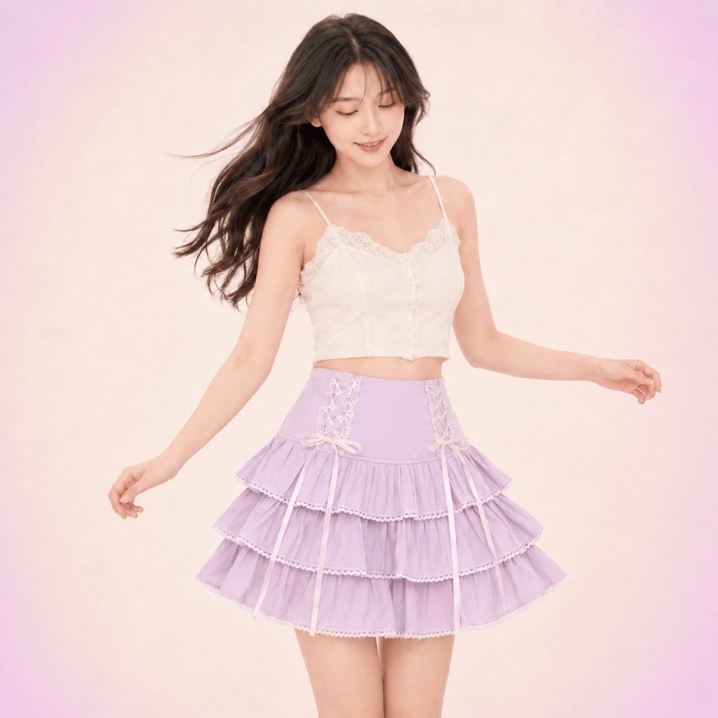 Kawaii Lace Pleated Mini Skirt - BareLayer