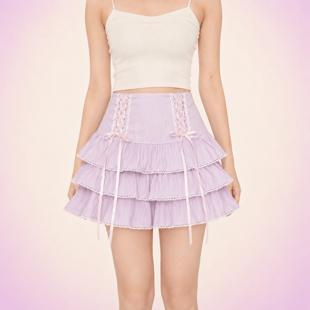 Kawaii Lace Pleated Mini Skirt - BareLayer