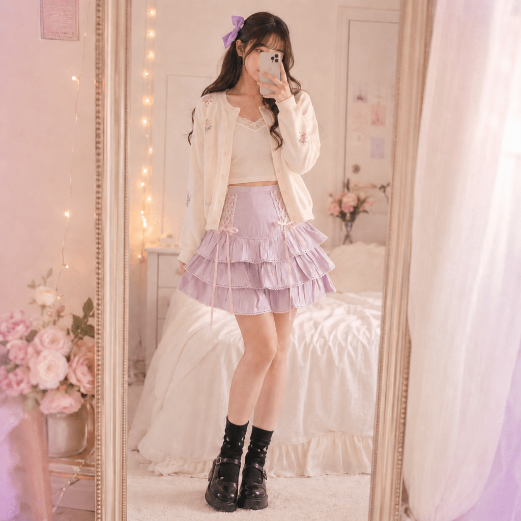 Kawaii Lace Pleated Mini Skirt - BareLayer