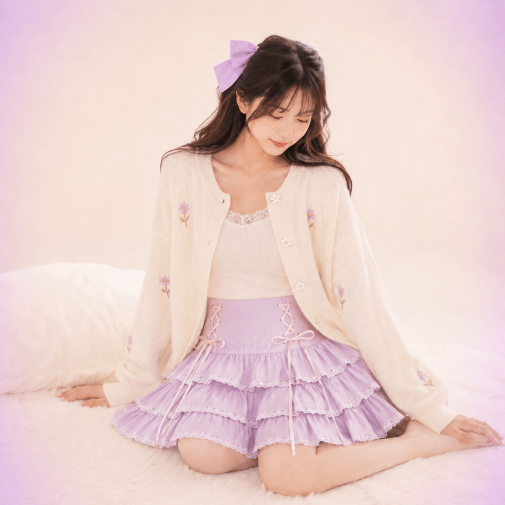 Kawaii Lace Pleated Mini Skirt - BareLayer