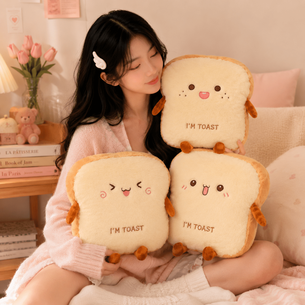 Moody Toast Bread Plush Pillow - BareLayer