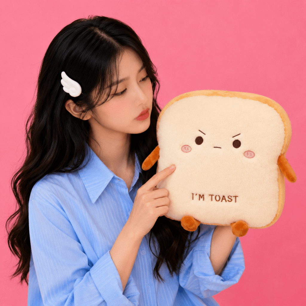 Moody Toast Bread Plush Pillow - BareLayer
