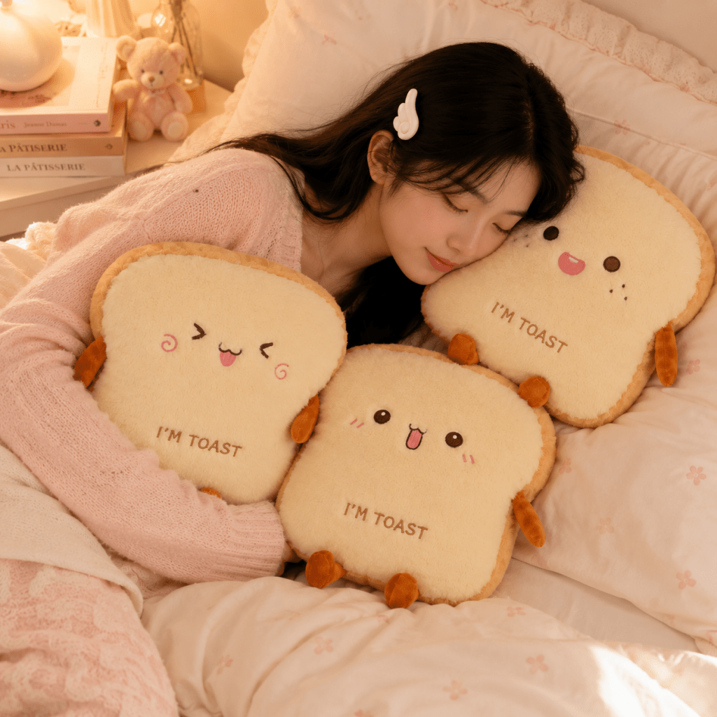 Moody Toast Bread Plush Pillow - BareLayer